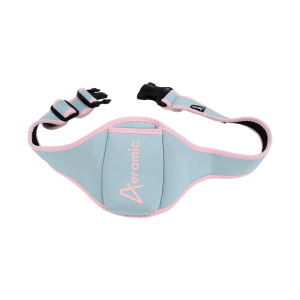 Aeromic Blue Upright Pouch with Pink Logo designed to hold wireless microphone transmitters