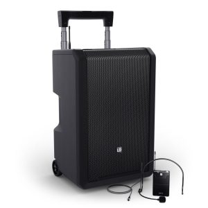 LD ANNY 10 portable PA speaker with trolley handle headset mic and wireless bodypack transmitter