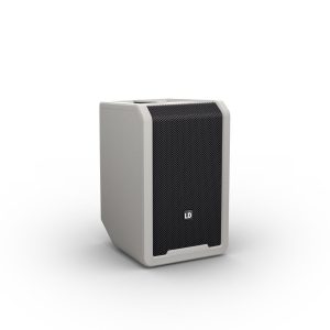 LD MAUI 5 GO portable PA speaker white front angle view with mesh grille